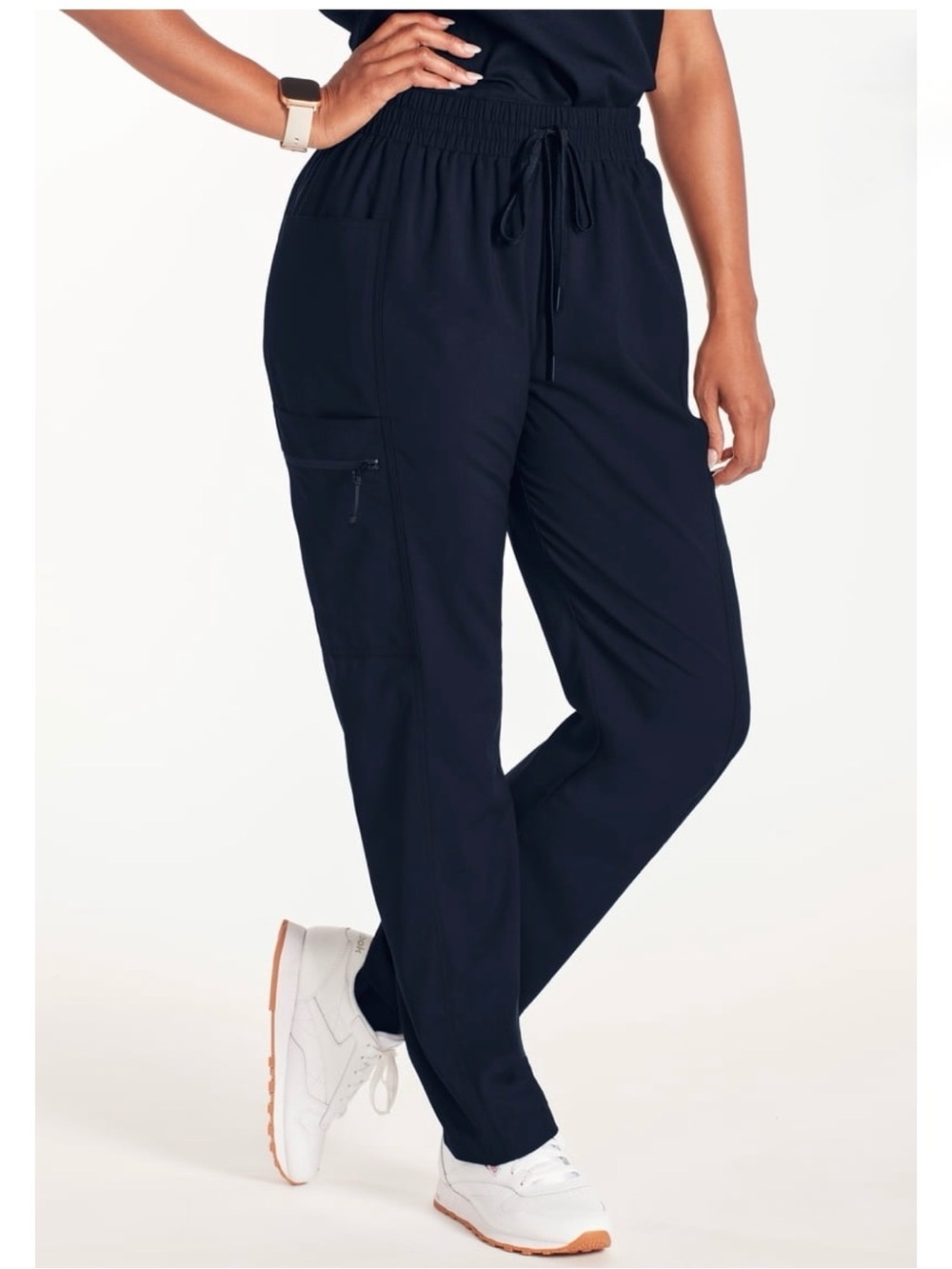 Reebok Womens Tech Comfort Scrub Pants S Navy Straight Leg Stretch Cargo Pockets